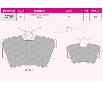 {Katagori} / FSB 7795--3795--23980-VW TRANSPORTER T4 ARKA 