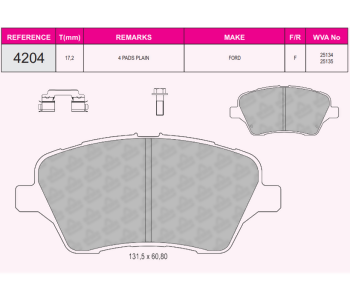 {Katagori} / BEER 4204 BALATA ON (FIESTA 12- +TOURNEO COURIER 14) FDB4612 182108 11514-00 