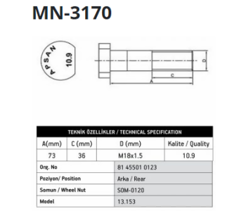 {Katagori} / APSAN MN-3170 12-153 MAN ARKA B�JON 