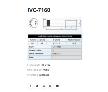 {Katagori} / APSAN IVC-7160 EUROCARGO DSK BJON 