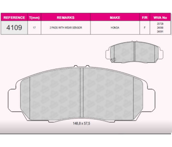 {Katagori} / BSR 4109 23722--HONDA ACCORD VII-CIVICVII �N BLT FDB1669 1747-12 181543 