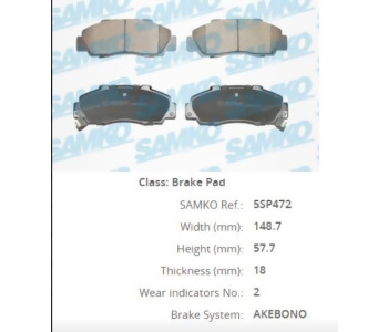 {Katagori} / SAMKO 5SP472 BALATA ON ( CR-V 95-01+HR-V=99-06+ACCORD 96-98 3704 fdb905 